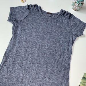 Blue Cold Shoulder Top